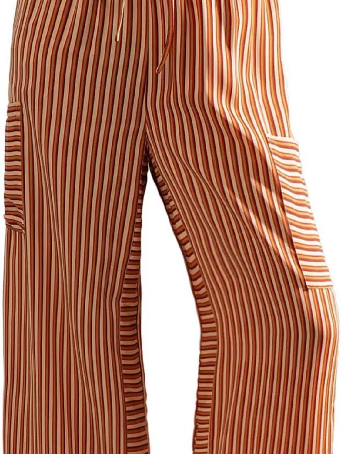 Stripe & Style Wide Leg Pants - Eye - Catching Contrast Stripes for Effortless Chic - adritiX