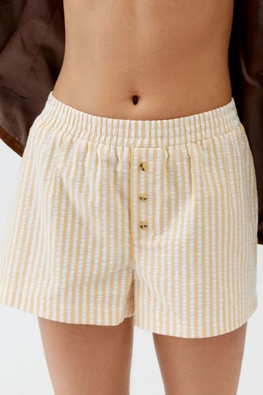 Striped Elastic Waist Shorts - adritiX