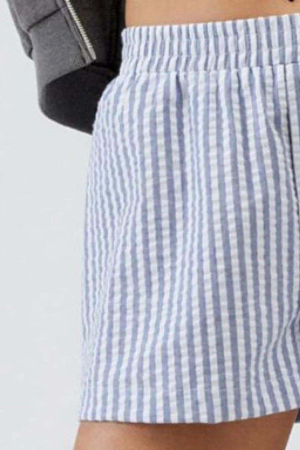 Striped Elastic Waist Shorts - adritiX