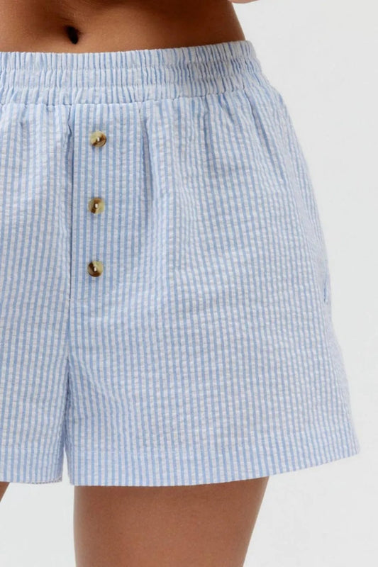 Striped Elastic Waist Shorts - adritiX