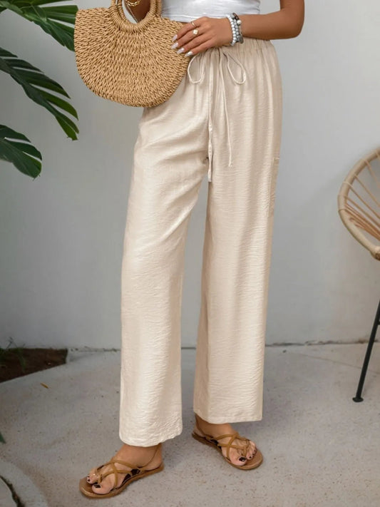 Stylish Brand Name Drawstring Wide Leg Pants - Effortless Comfort & Chic Versatility - adritiX