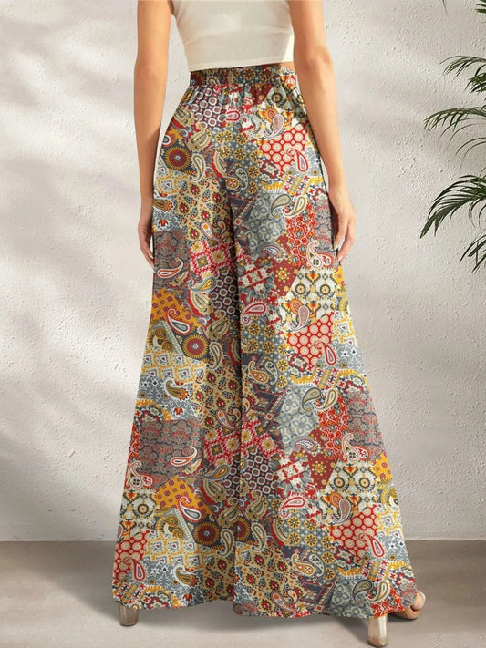 Stylish Brand Printed Wide Leg Pants for Effortless Elegance - adritiX