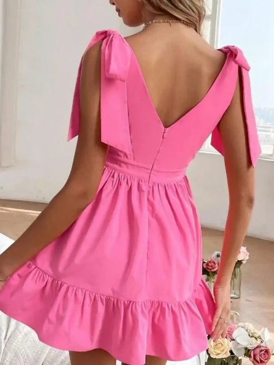 Tie Shoulder Tiered Mini Dress - adritiX