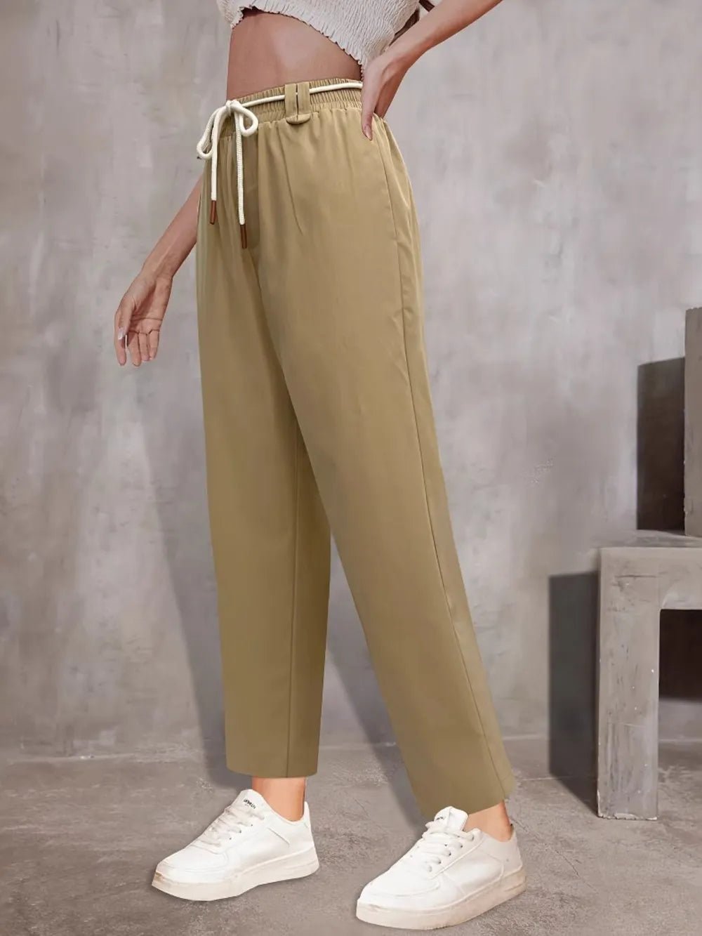 Tie Waist Straight Leg Pants - adritiX