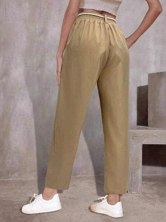 Tie Waist Straight Leg Pants - adritiX