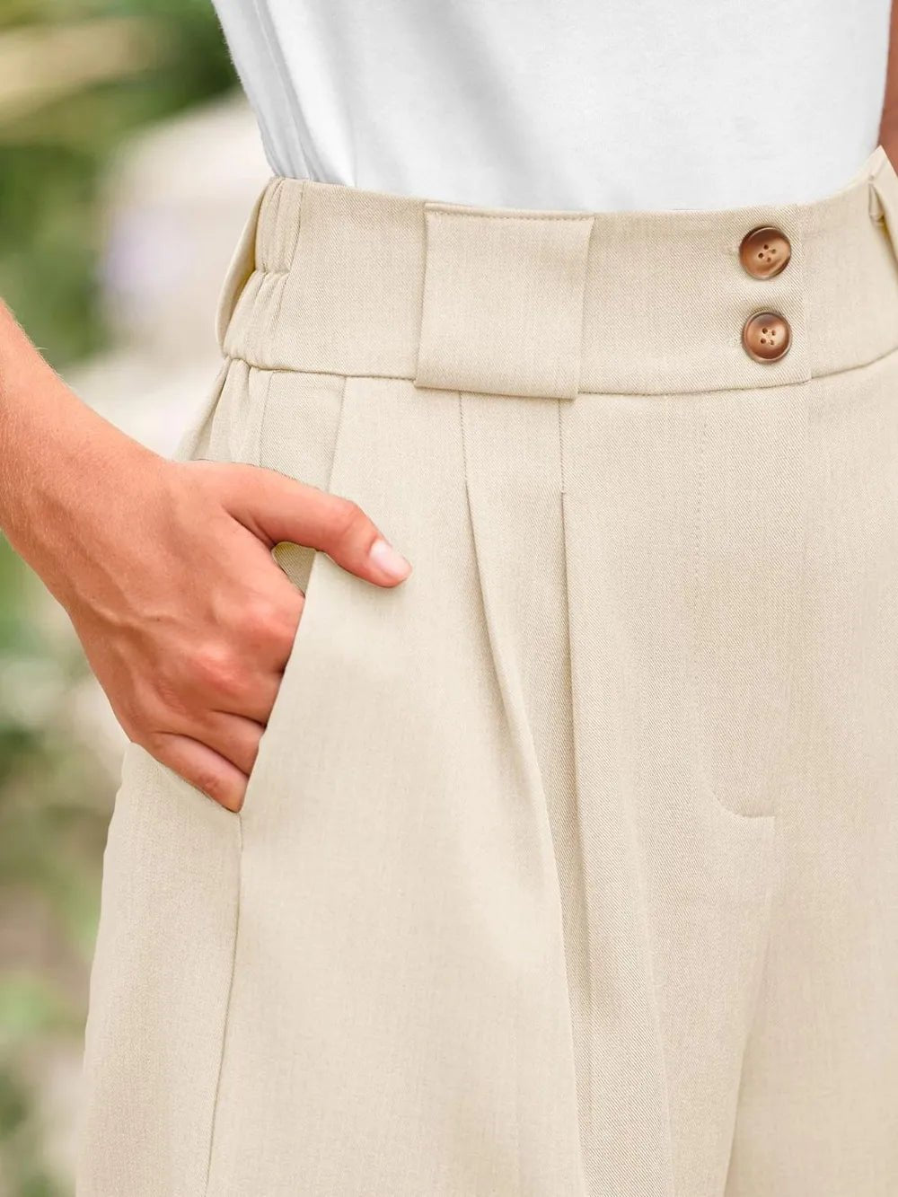 Two Button Wide Waistband Shorts - adritiX