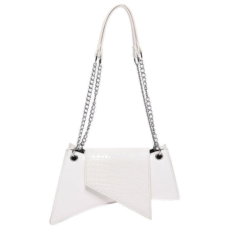 Bags-Stone Pattern Patent Leather Glossy Square Pouch Women - adritiX