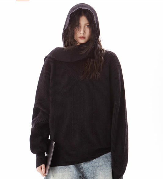 Gray Heavy Industry Women's Pullover Scarf Sweater - adritiX