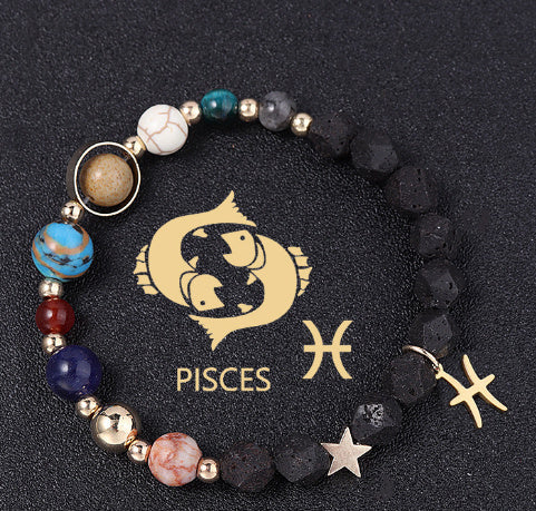 Natural Volcanic Rock Twelve Constellations Bracelets - adritiX
