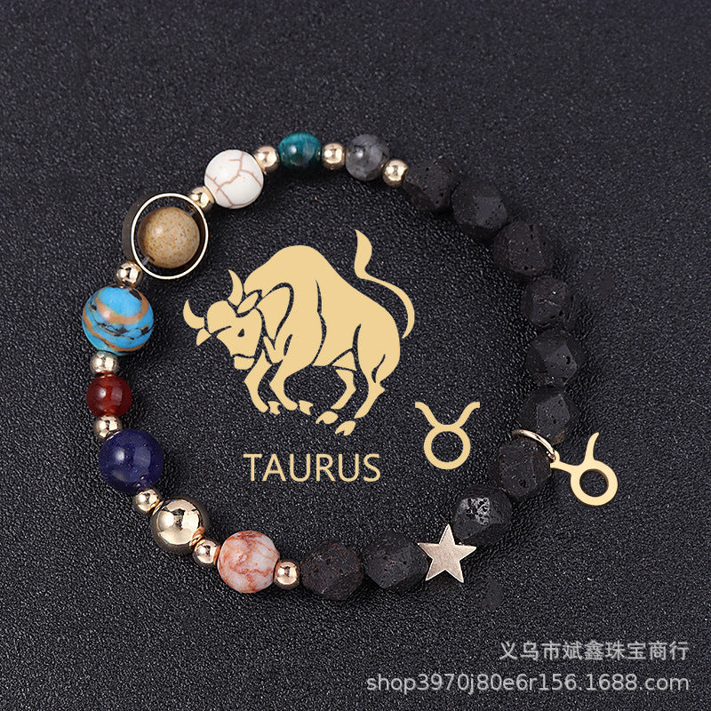 Natural Volcanic Rock Twelve Constellations Bracelets - adritiX