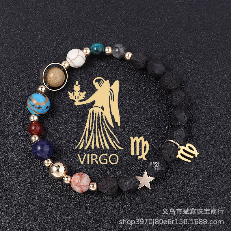 Natural Volcanic Rock Twelve Constellations Bracelets - adritiX