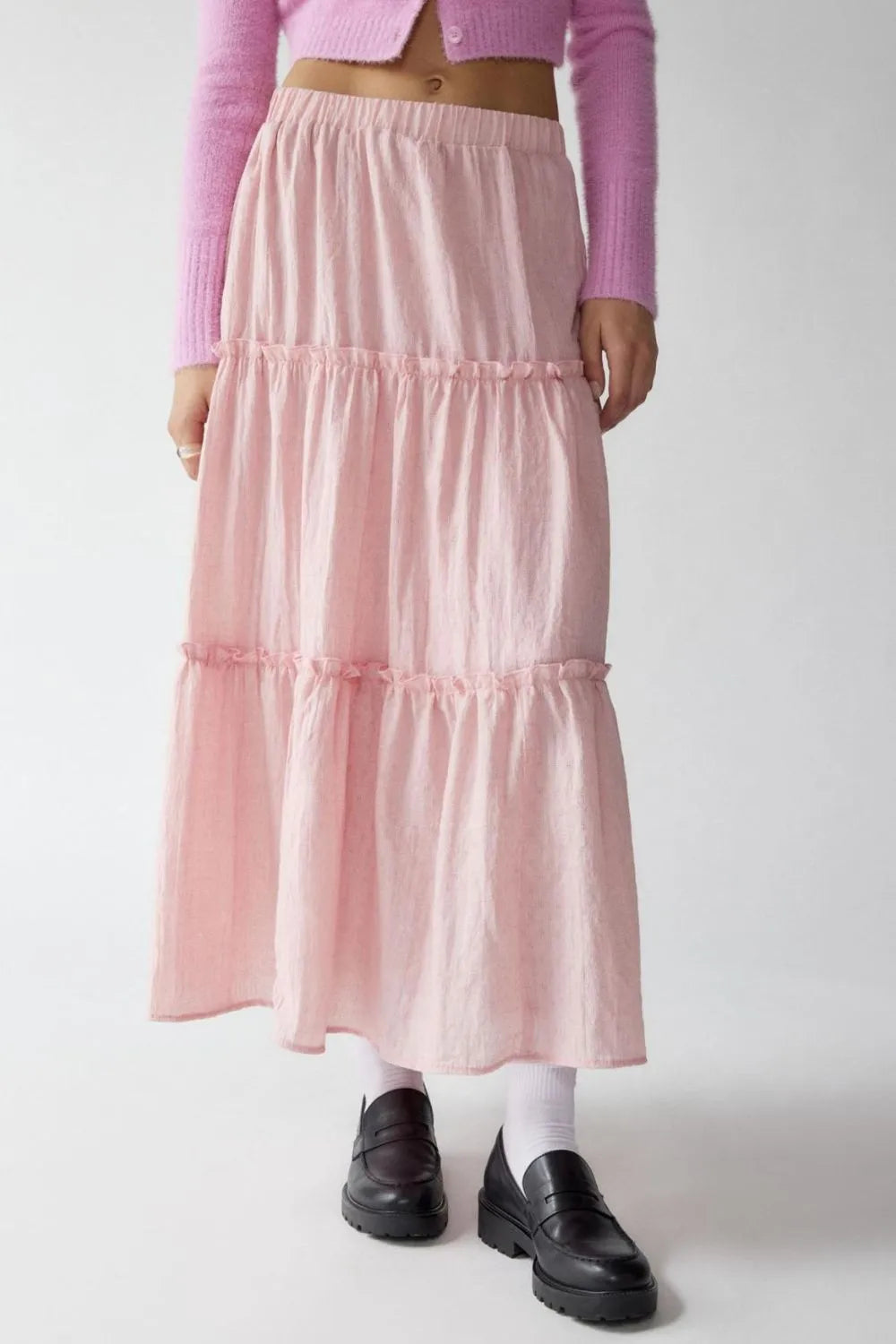 Frill Elastic Waist Skirt - adritiX