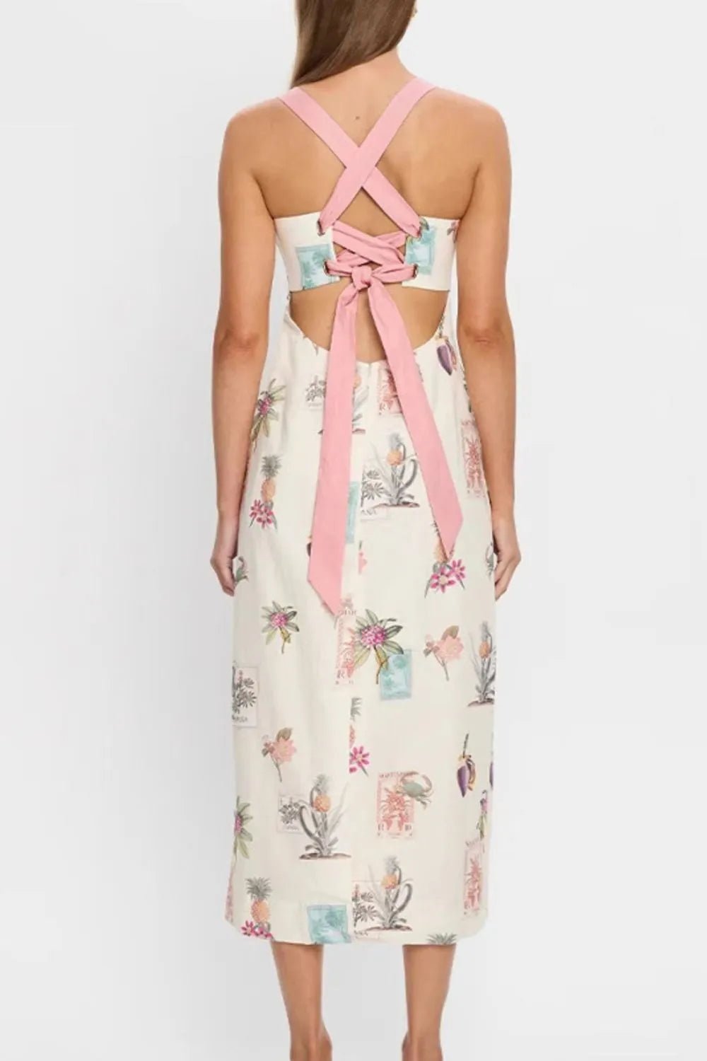 Printed Square Neck Summer Midi Dress - adritiX