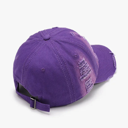 Distressed Adjustable Cotton Baseball Cap - adritiX