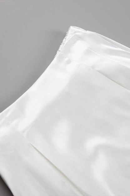 Back Elastic Waist Satin Minx Skirt - adritiX