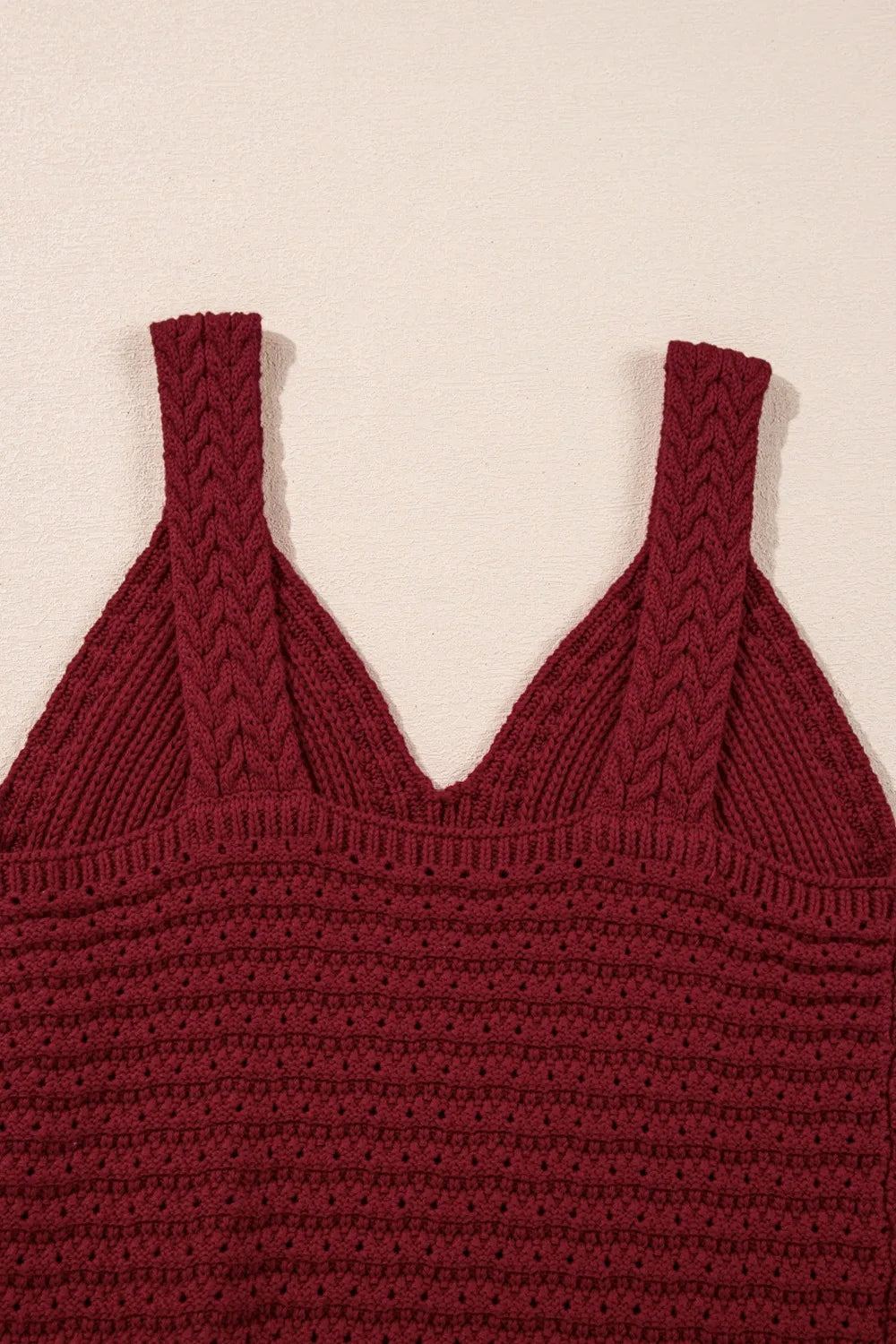 Cable Knit Pointelle Slim Fit V Neck Sweater Vest - adritiX