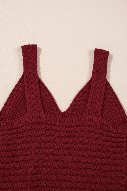 Cable Knit Pointelle Slim Fit V Neck Sweater Vest - adritiX
