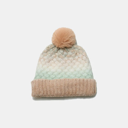Gradient Knit Hat with Pompom - adritiX