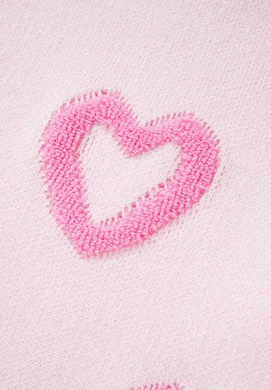 High-Low Heart Round Neck Long Sleeve Sweater - adritiX