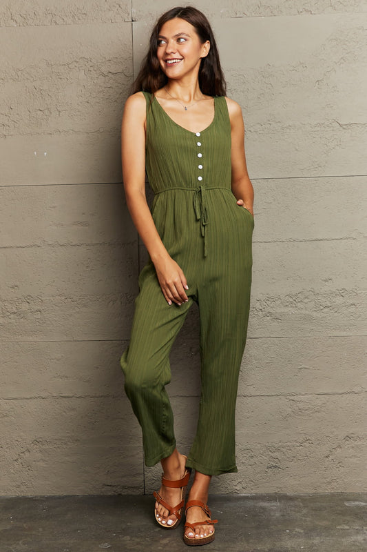 Elegant Perfee Tied Sleeveless Jumpsuit with Pockets - adritiX