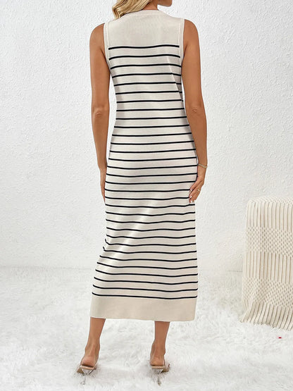 Round Neck Sleeve Midi Knit Dress - adritiX