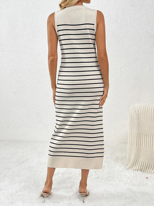 Round Neck Sleeve Midi Knit Dress - adritiX