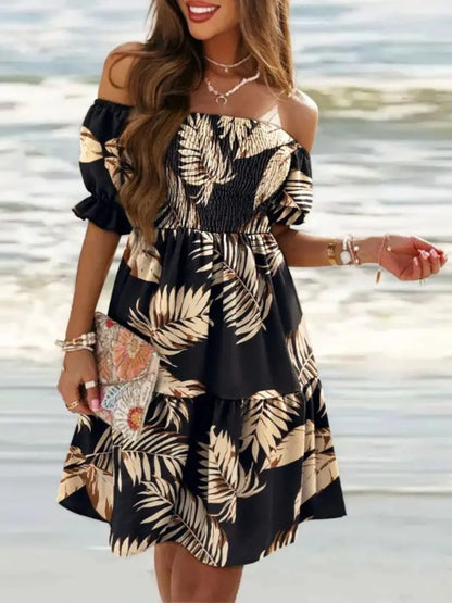 Off Shoulder Smocked Summer Dress - adritiX