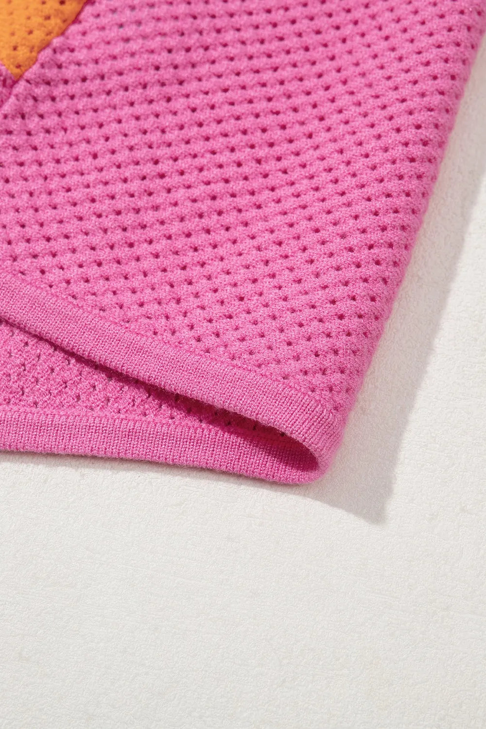 Color Block Eyelet Casual Knit Top - adritiX
