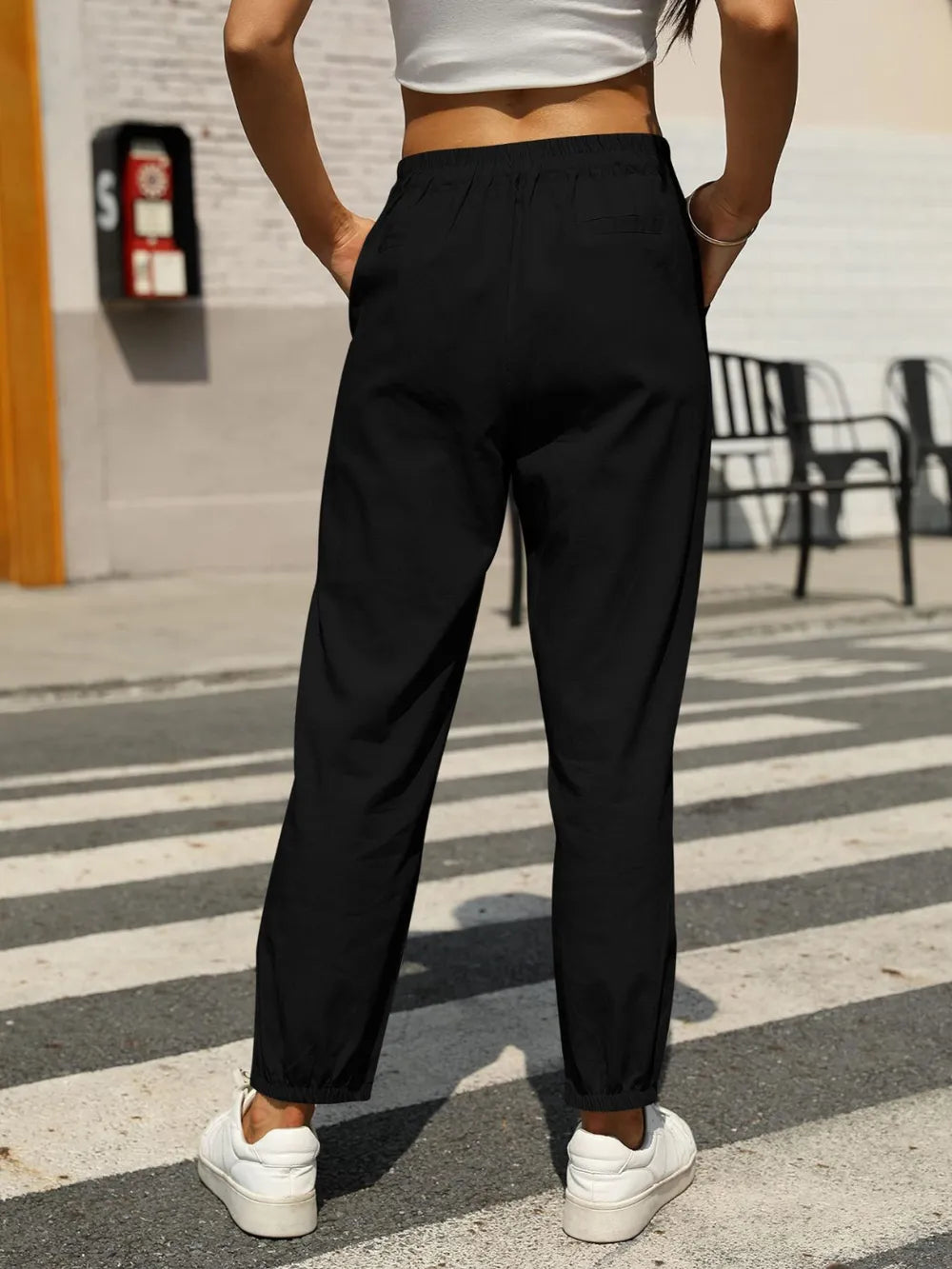 Elastic Waist Tapered Pants - adritiX