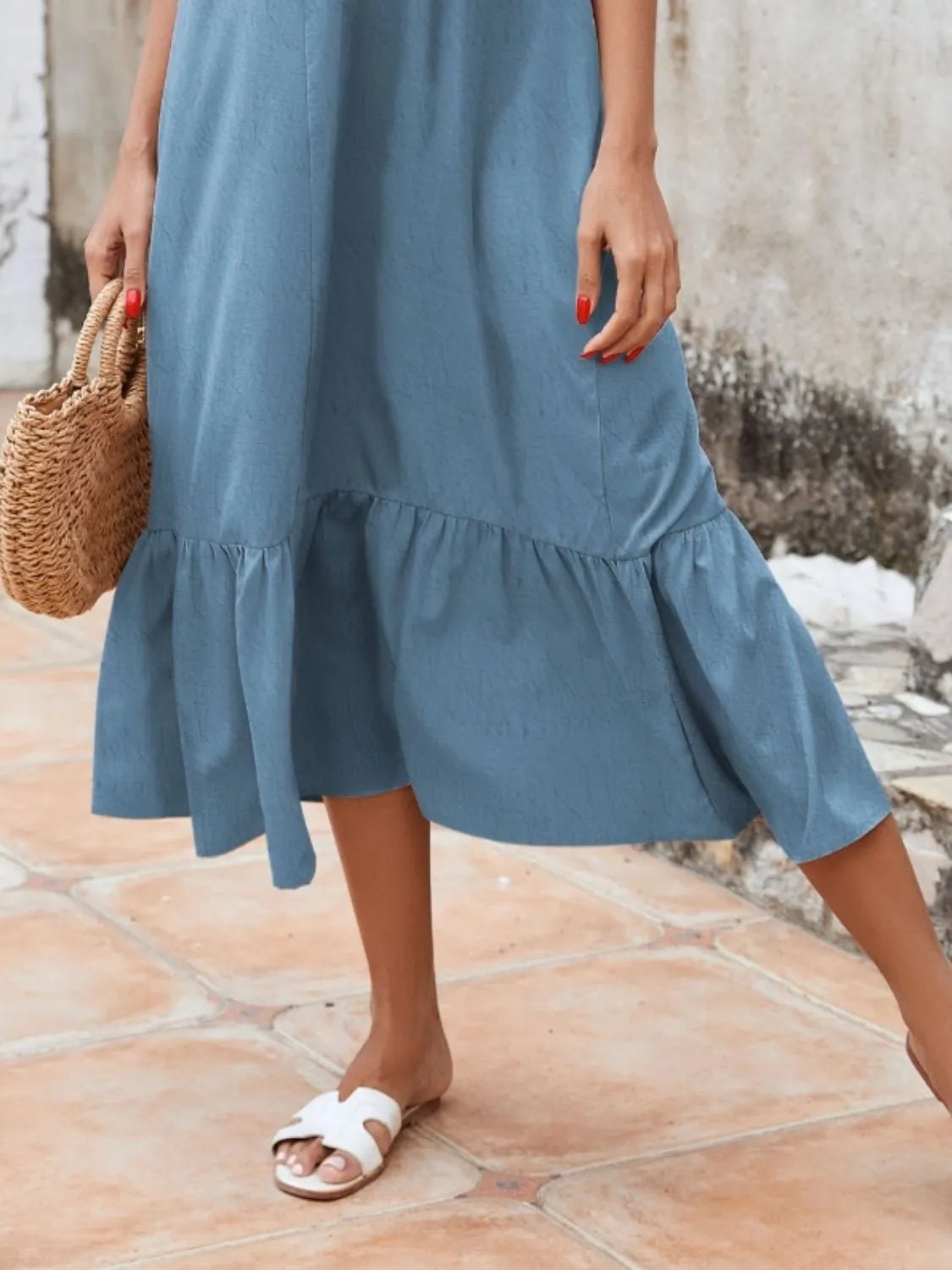 Ruffled Hem Midi Cami Dress - adritiX