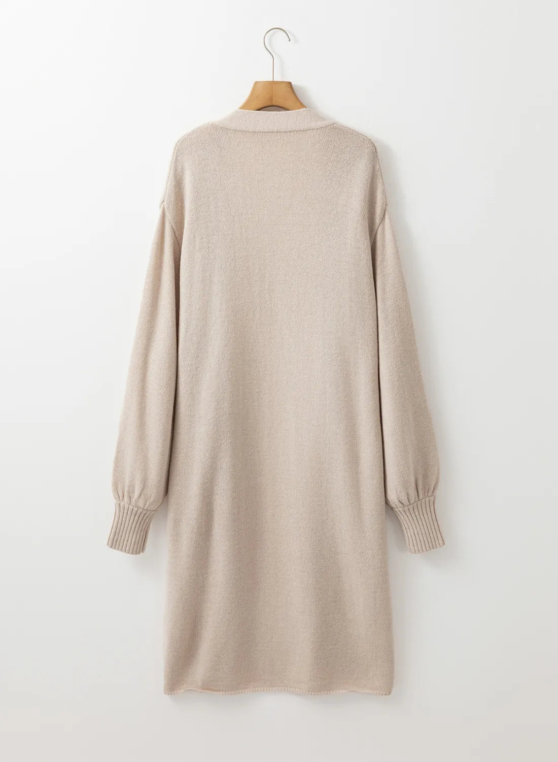 Pocketed Open Front Long Sleeve Cardigan - adritiX