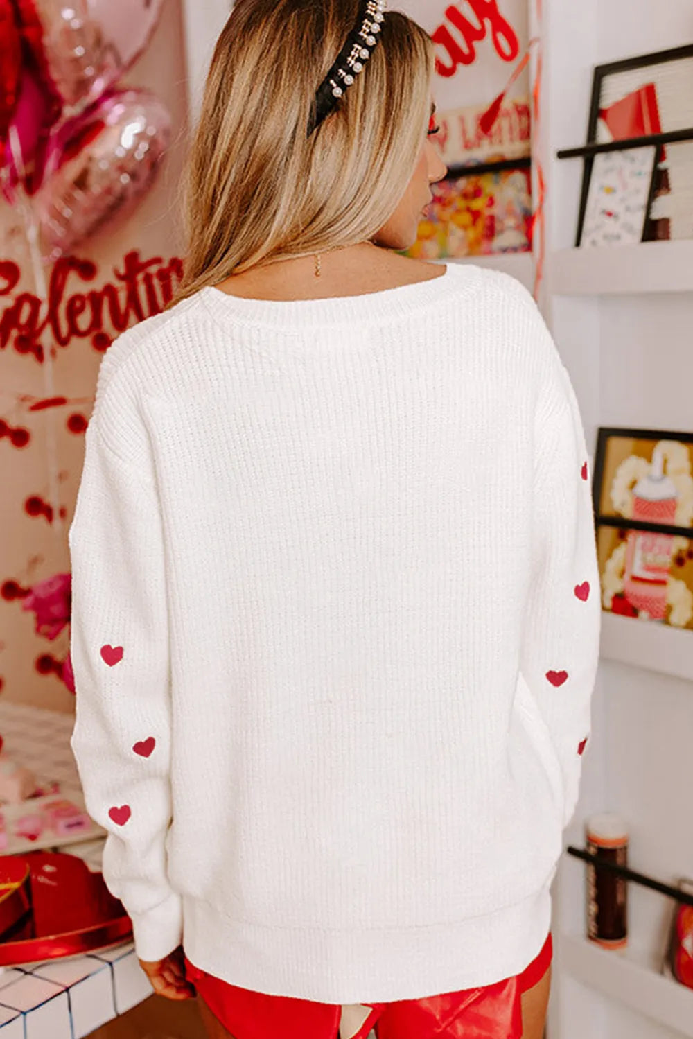 Heart Round Neck Long Sleeve Sweater - adritiX