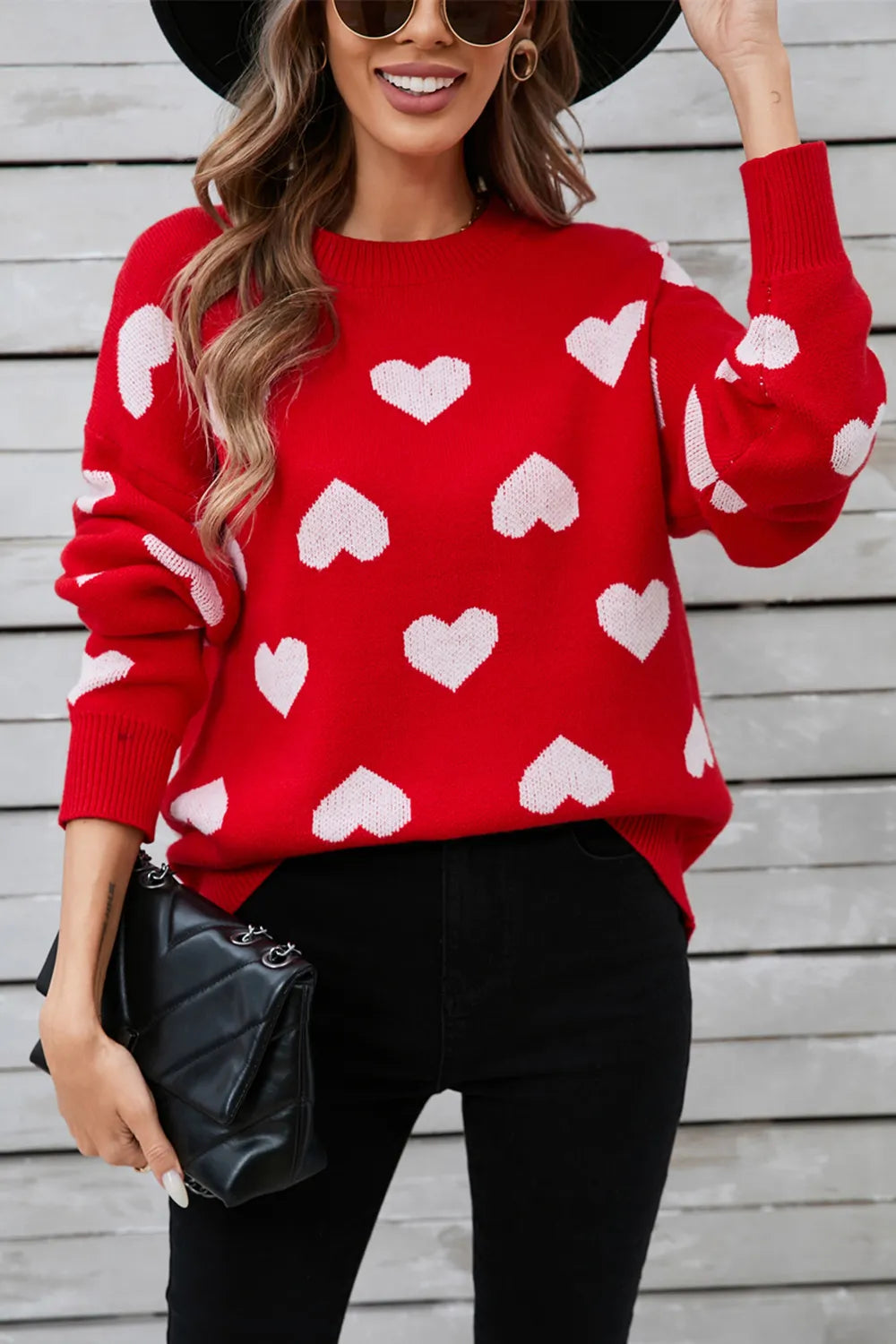 Angel Wings Heart Round Neck Long Sleeve Sweater - adritiX