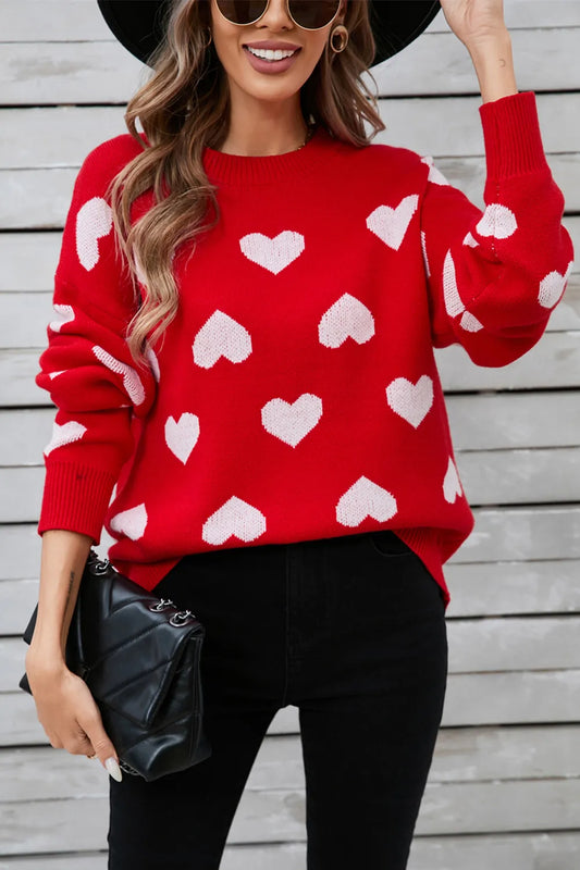 Angel Wings Heart Round Neck Long Sleeve Sweater - adritiX