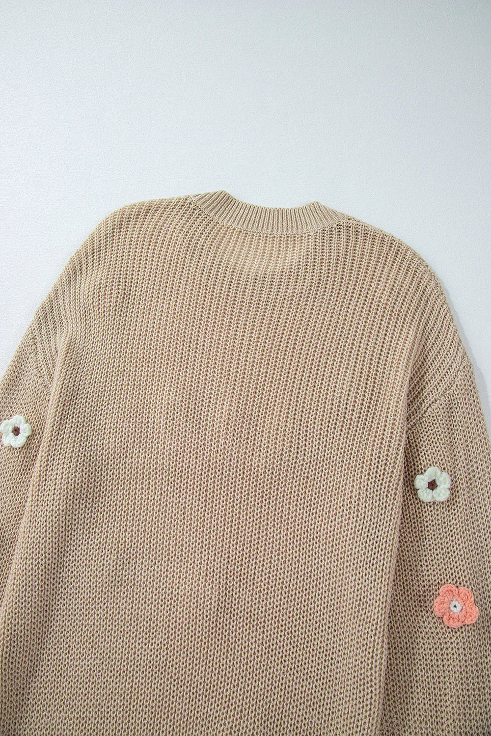HELLO Flower Round Neck Long Sleeve Sweater - adritiX