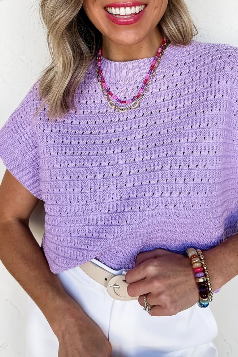 Short Sleeve Knit Sweater Top - adritiX