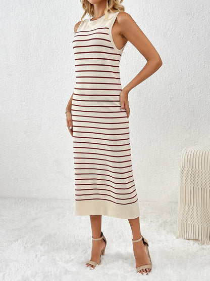 Round Neck Sleeve Midi Knit Dress - adritiX