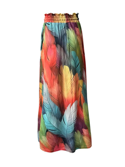 Printed Maxi Skirt with Pockets - adritiX
