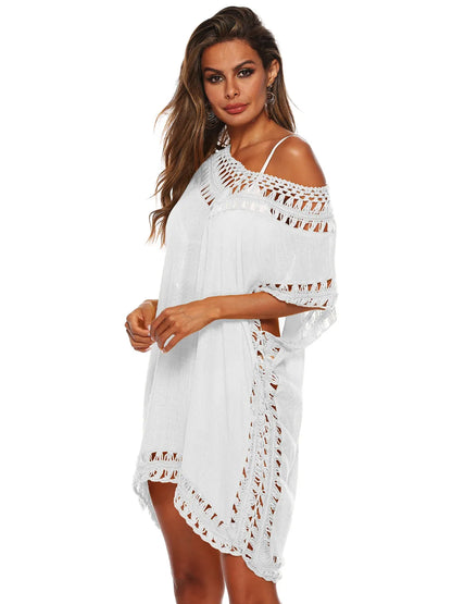 Bohemian Crochet Trim Beach Cover Up Dress - adritiX