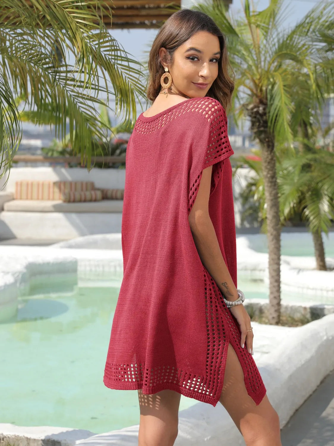 Crochet Trim Beach Cover Up Dress - adritiX