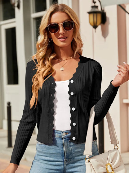 Button Up Long Sleeve Cardigan - adritiX