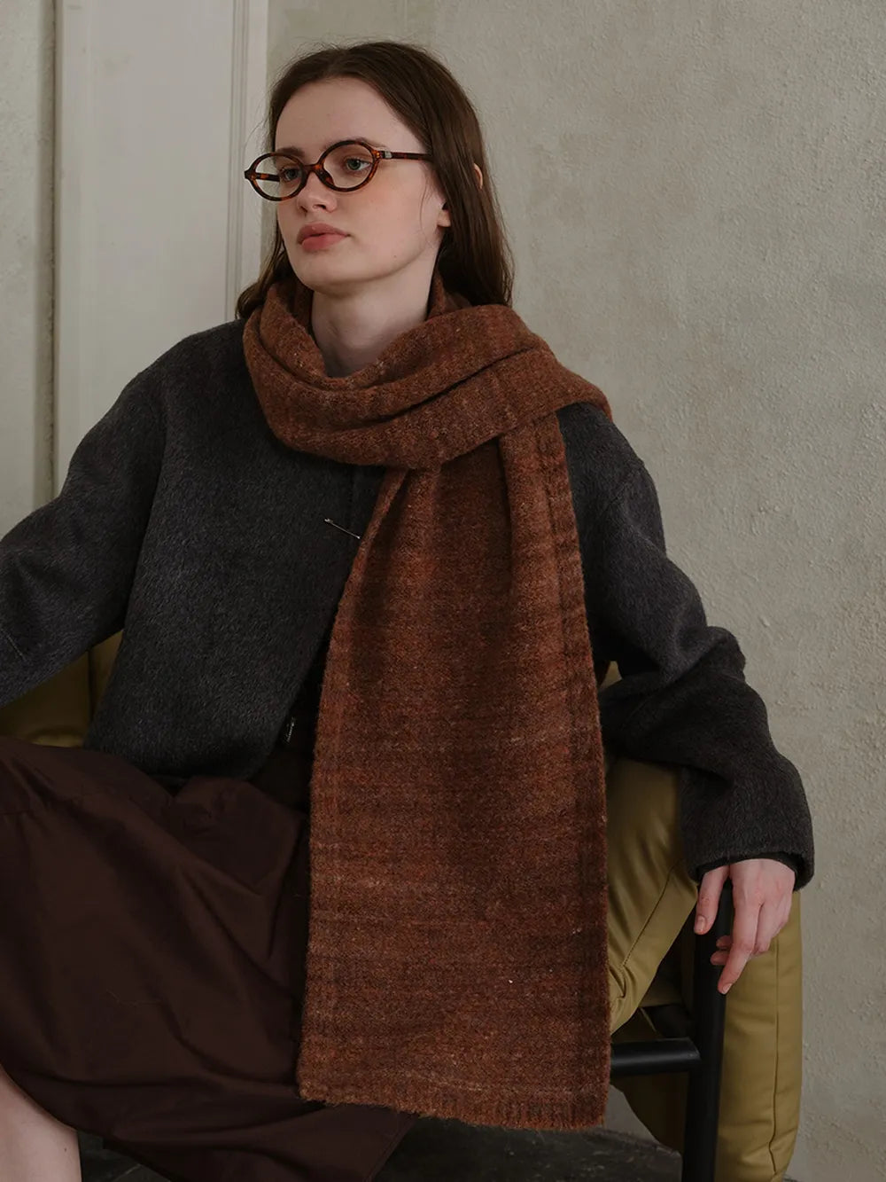 Striped Detail Knit Scarf - adritiX