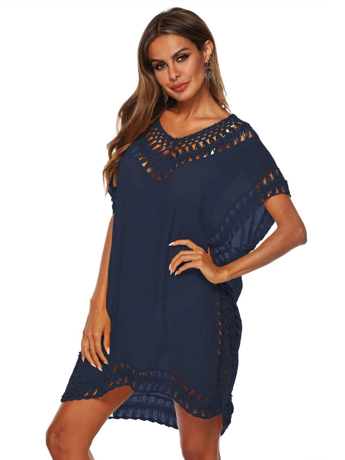 Bohemian Crochet Trim Beach Cover Up Dress - adritiX