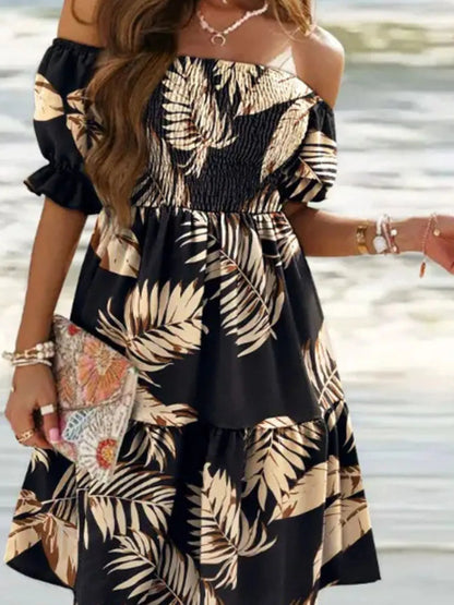 Off Shoulder Smocked Summer Dress - adritiX
