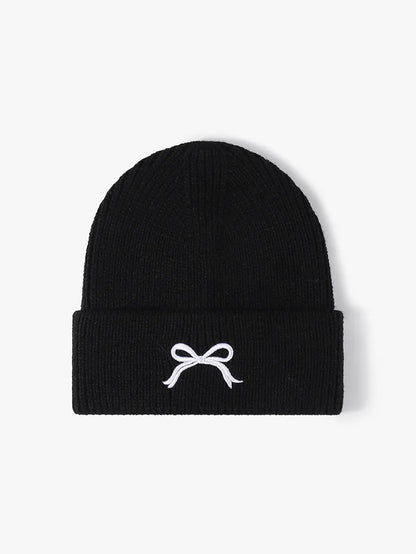 Embroidered Bow Knit Hat - adritiX
