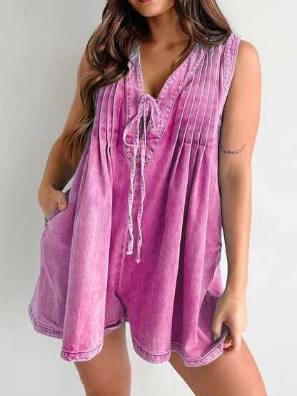 Elegant Tied Romper with Pockets - adritiX