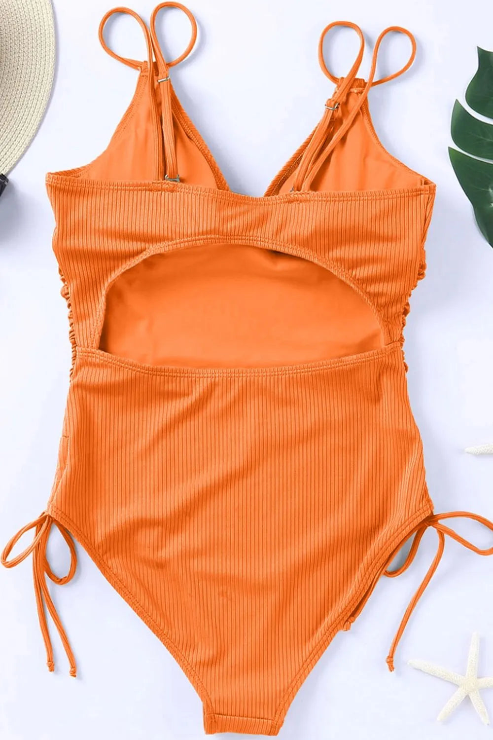 Drawstring Plunge One-Piece Swimwear - adritiX