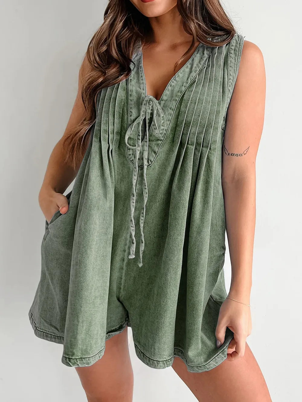 Elegant Tied Romper with Pockets - adritiX