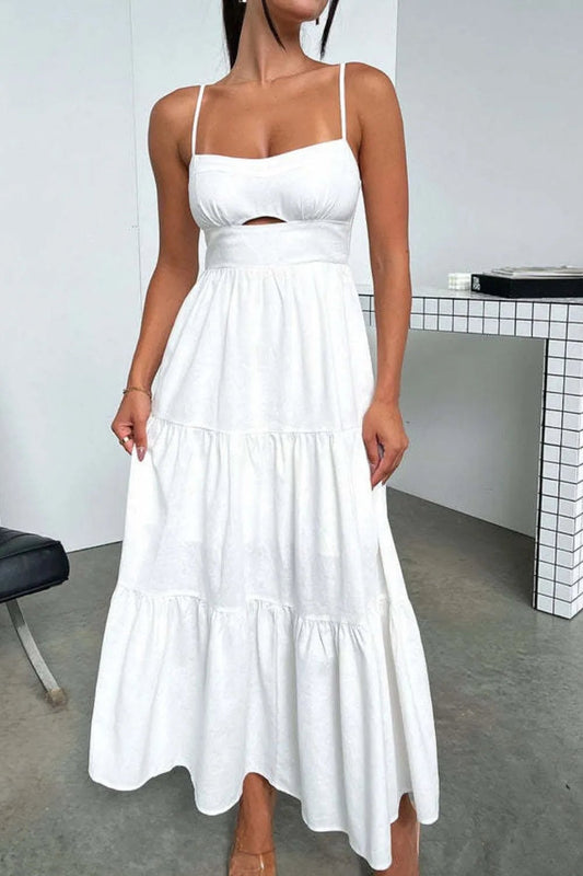 Cut-Out Tiered Dress with Spaghetti Straps - adritiX