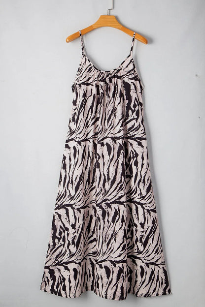 Abstract Print Tie Back Maxi Cami Dress - adritiX